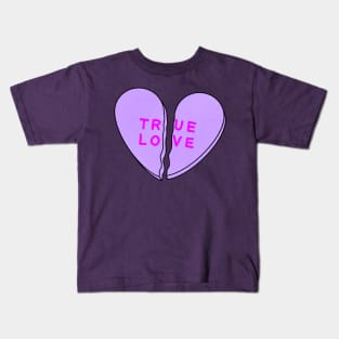 Broken Candy Hearts Purple Kids T-Shirt